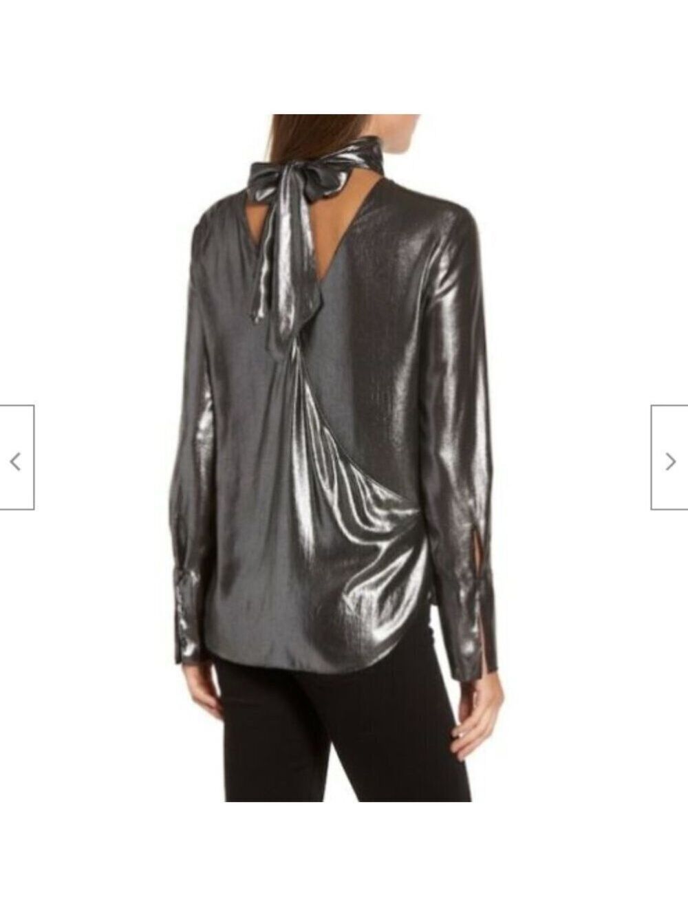Trouve Silver Foil Metallic Tie Back Top XS